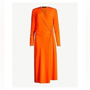 Odette Long Sleeve Bright Orange Wrap Dress